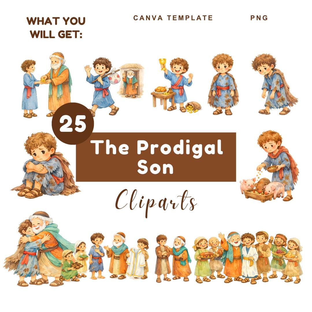 NEW - Prodigal Son Clipart Bundle: Bible Story Illustrations (digital ...