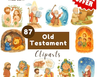 Old Testament Watercolor Clipart: Biblical Characters PNG