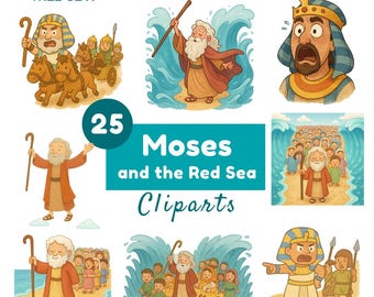 Moses and the Red Sea Clipart Bundle: Bible Story Illustrations (Digital Download)