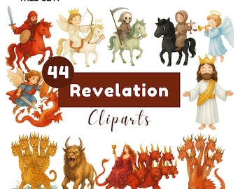 Revelation Bible Clipart – Whimsical Watercolor Christian Art (PNG & Canva)
