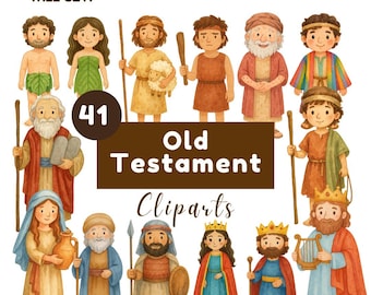 Old Testament Clipart: Watercolor Biblical Characters PNG
