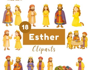 Esther Clipart Bundle: Bible Story Illustrations (Digital Download)