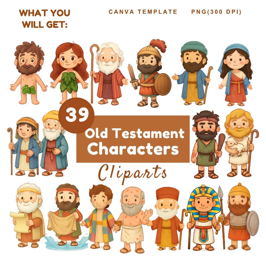 Old Testament Clipart: Watercolor Biblical Characters PNG