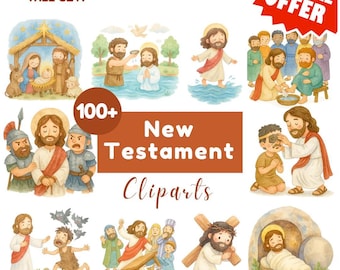New Testament Clipart, Bible Story Illustrations (PNG Digital Download)