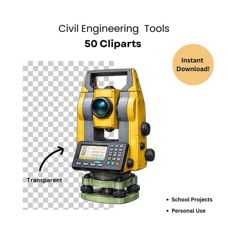 Civil Engineering Clipart Bundle: Tools, Machines & Equipment PNG SVG ...