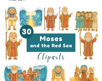 Moses and the Red Sea Clipart Bundle: Bible Story Illustrations (Digital Download)
