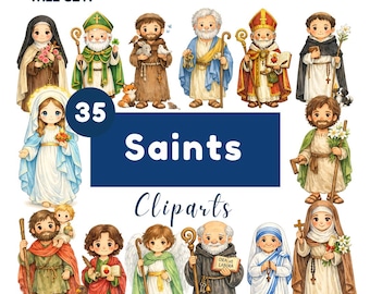 Saints Clipart: Watercolor Christian Roman Catholic Saint PNG (Digital Download)