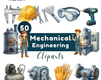 Mechanical Engineering Clipart Bundle: Tools, Machines & Equipment PNG SVG
