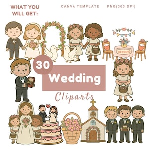 Lindos cliparts de casamento em aquarela pastel, ilustrações de noivos, casal apaixonado, casal de noivos em aquarela, PNG para impressão