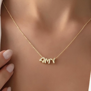 3D Bubble Name Letter Necklace, Personalized Name Necklace, Balloon Letter Necklace, Name Necklace, Name Necklace