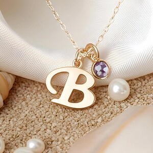 Personalized Initial Birthstone Necklace: Sterling Silver Custom Letter Jewelry