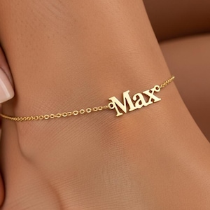 Custom Name Anklet, Personalized Initial Anklet, Dainty Silver Name Anklet, Handmade Gift for Her, Minimalist Jewelry, Gold Name Anklet