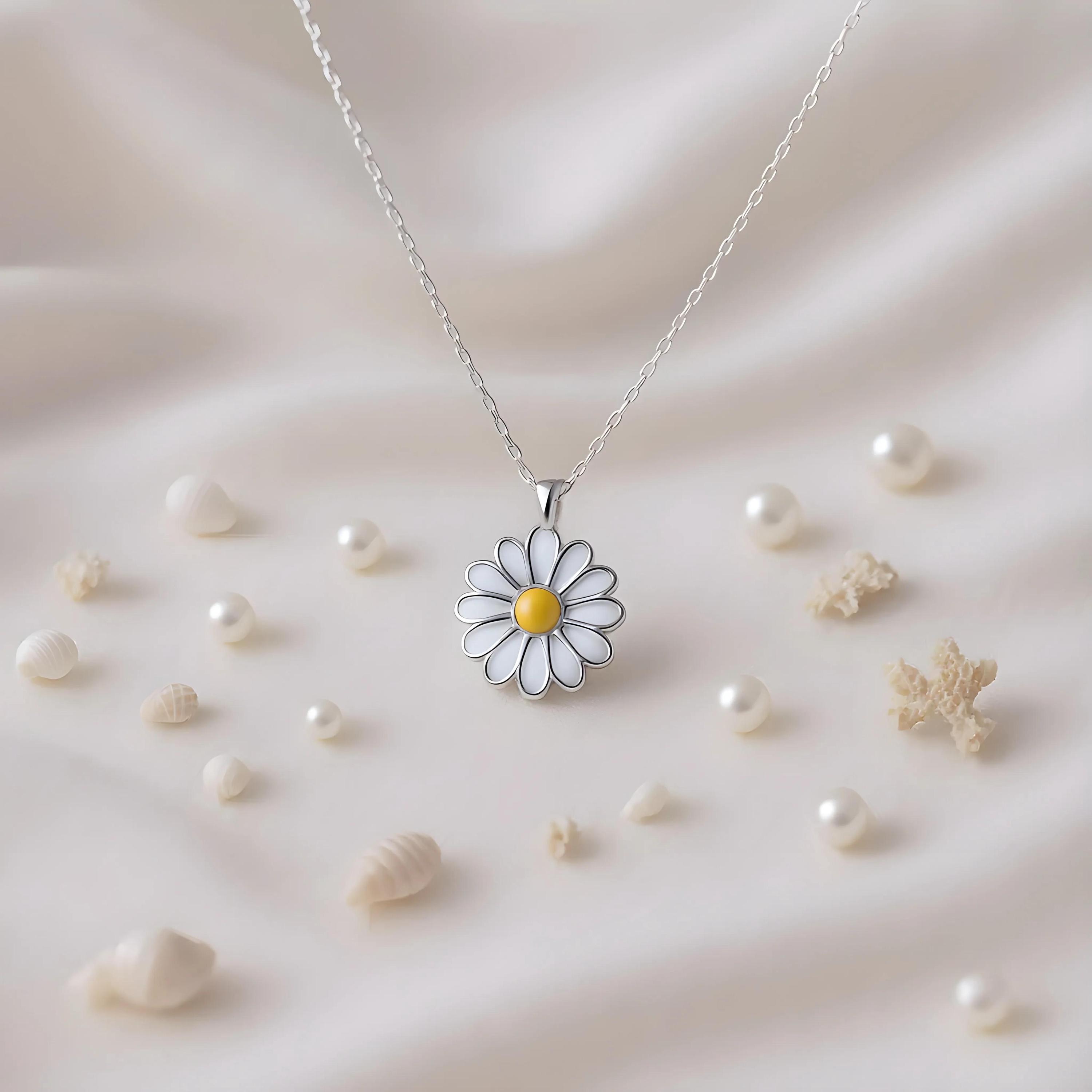 Personalized Hidden Name Daisy Necklace • Custom Secret Message Flower Necklace • Proposal Daisy Necklace • Romantic Message Necklace