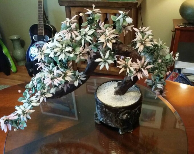 Chinese Jade Glass Bonsai Blossom Tree Etsy