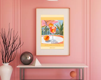 Aperol Spritz Digital Print, Summer Cocktail Wall Art, Bar Cart Decor, Instant Download Printable, Kitchen Drink Poster, Wall Art, Orange