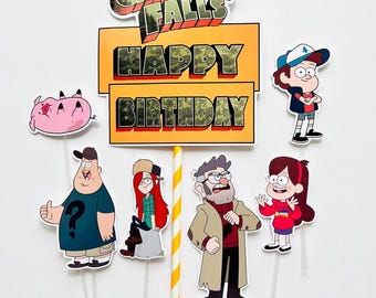 Happy Birthday Gravity Falls Themed Cake Topper