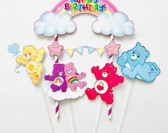 Happy Birthday Care Bears Themed Cake Topper