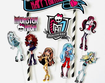Happy Birthday Monster Girls Themed Cake Topper