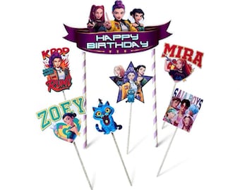 Happy Birthday KPop Demon Hunters Themed Cake Topper