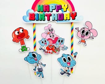 Happy Birthday The Amazing World of Gumball Themed Cake Topper