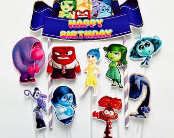 Happy Birthday Inside Out Themed Cake Topper
