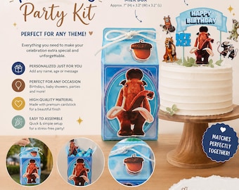 Ice Age Party Kit | Custom Cake Topper & Favor Boxes | Birthday Party Decorations | Milk Boxes | Any Theme Party Decor