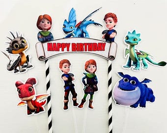 Happy Birthday Dragons: Rescue Riders Themed Cake Topper