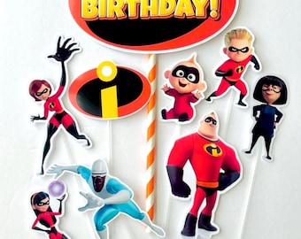 Happy Birthday The Incredibles Themed Cake Topper