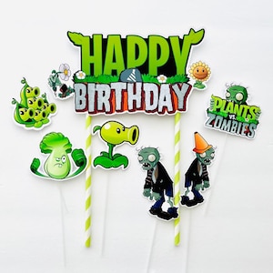 Happy Birthday Plants vs Zombies Themed Cake Topper