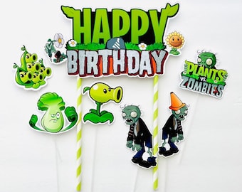 Happy Birthday Plants vs Zombies Themed Cake Topper