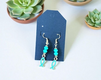 Handmade Beaded Faith Earrings – Christian Fish Charm, Religious Gift