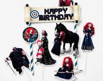 Happy Birthday Brave Themed Cake Topper