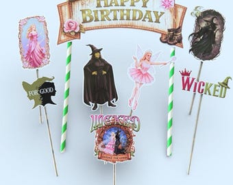 Happy Birthday Wicked Themed Cake Topper