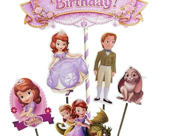 Happy Birthday Sofia Themed Cake Topper