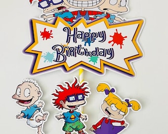 Happy Birthday Rugrats Themed Cake Topper