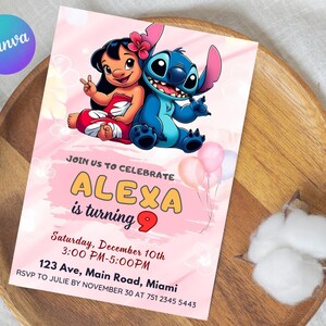 Custom Printable Editable Stitch Invitation, Lilo And Stitch Birthday Invite, Stitch Party Invite Template, Digital Birthday Card Invite