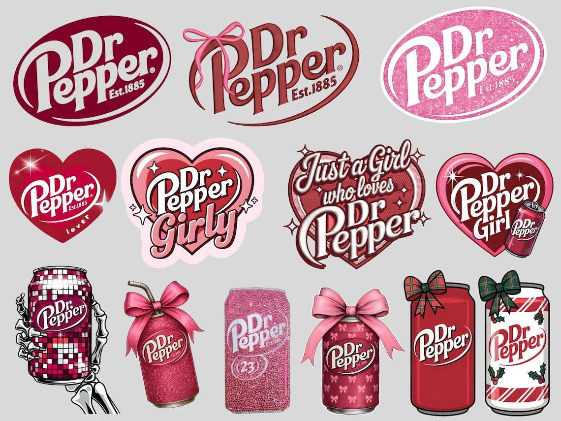 Dr Pepper SVG & PNG Bundle | Soda Logo, Girly Designs, Hearts Bows ...