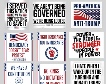 Printable Anti Trump Protest Signs Bundle, No Kings Day Poster Signs, Anti Trump, Digital Download, Political Activist Rally Sign
