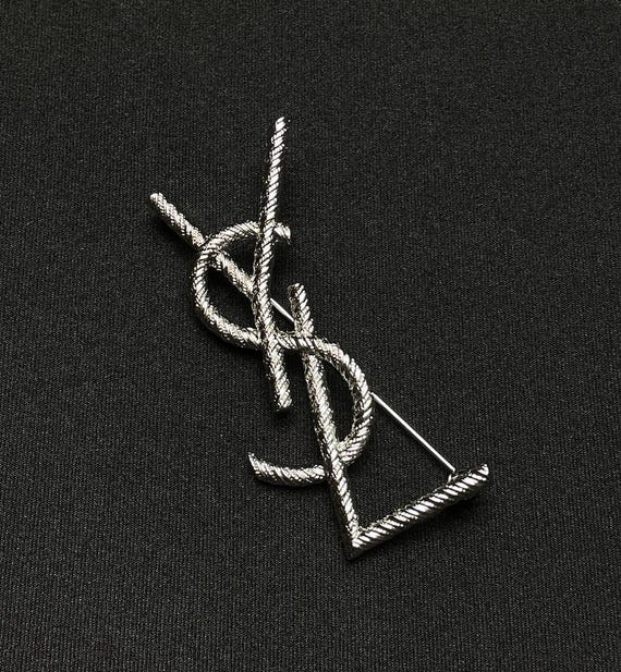 ヴィンテージ レア ブローチ イヴ・サンローラン ビッグロゴ パリ