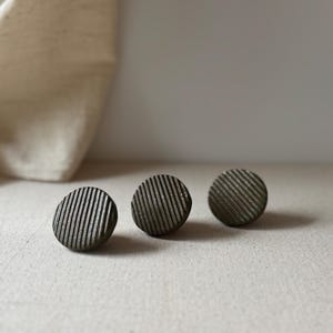 Handmade Ceramic Knobs Set of 3 / Mid-century Modern Low Profile Knobs with Hardware