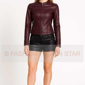 Women's Real Leather Jacket and Hot Pants Set – Black Moto Style Jacket, High Waist 5 Pocket Short, Biker Chic Outfit – Fall/Winter Fashion