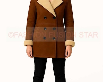 Shearling Coat - Genuine Sheepskin Leather With Artificial Fur B3 Bomber Aviator Jacket for Women