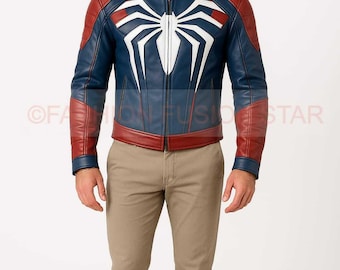Spider-Man Inspired Leather Jacket: Red & Blue Superhero Cosplay