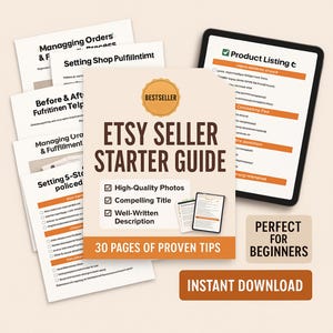 How To Start a New Etsy Shop Guide, New Etsy Seller Checklist, Etsy Beginner Guide, Successful Etsy Shop Template, Etsy Success Tips PLR MRR