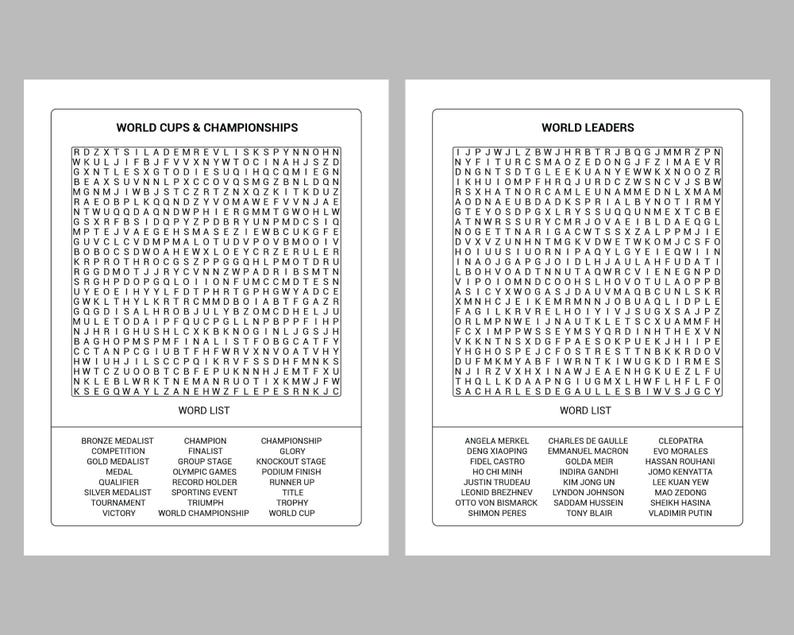 200 Themed Word Search Puzzles: Printable Activity Book With Solutions ...
