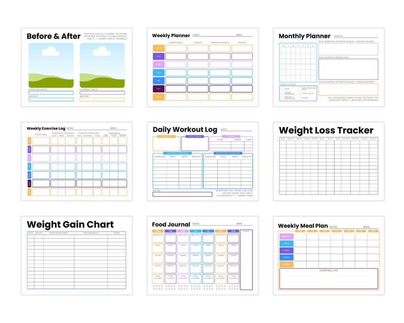 Editable Fitness Planner Canva Template: Wellness Journal & Workout ...