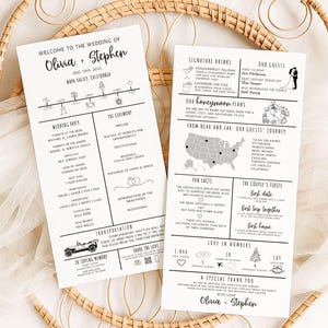 Plantilla de programa de boda infográfico, programa de ceremonia de boda único, tarjeta de programa de cronograma del día de la boda, programa infográfico moderno