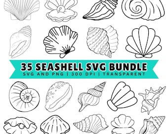 Seashell SVG Bundle: 35 Beach-Themed Clipart Designs (Digital Download)