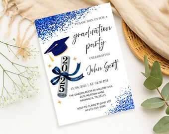 Einladung zur Graduierung 2025: 2025 (Digitaler Download, 5 x 7 Zoll große druckbare Kartenvorlage)