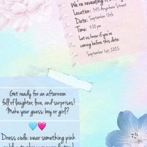 Invitation for a Gender reveal / Invito per baby shower